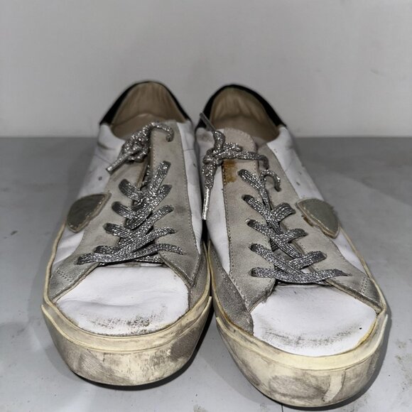 Philippe Model Shoes Womens Size 38 White Low Top Leather Suede Made in Italy - Picture 1 of 9
